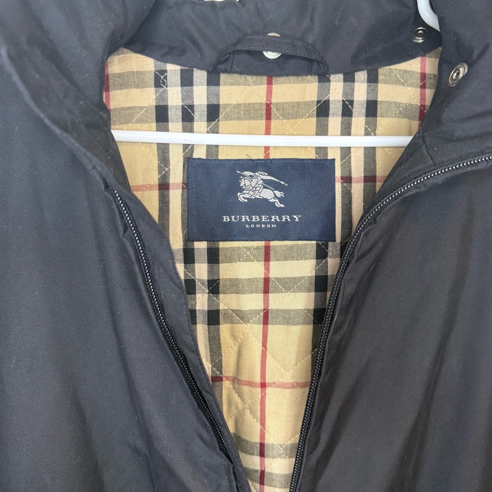 Burberry Jacket Men’s XL  Black Removable Hood Vintage Rain Parka 90’s - Picture 2 of 11